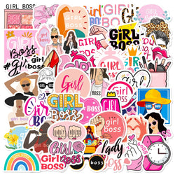 Girl Boss Cartoon Stickers - 10/30/50PCS for Luggage, Laptop, Phone, Guitar, Car, Bike, Skateboard (Online Order Only)