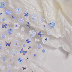 Delicate Tender Purple Butterfly Seal Pattern Insect Shiny Golden Stroke Nail Art Decoration Sticker Dressy Laser Manicure Decal (ONLINE ORDER ONLY)