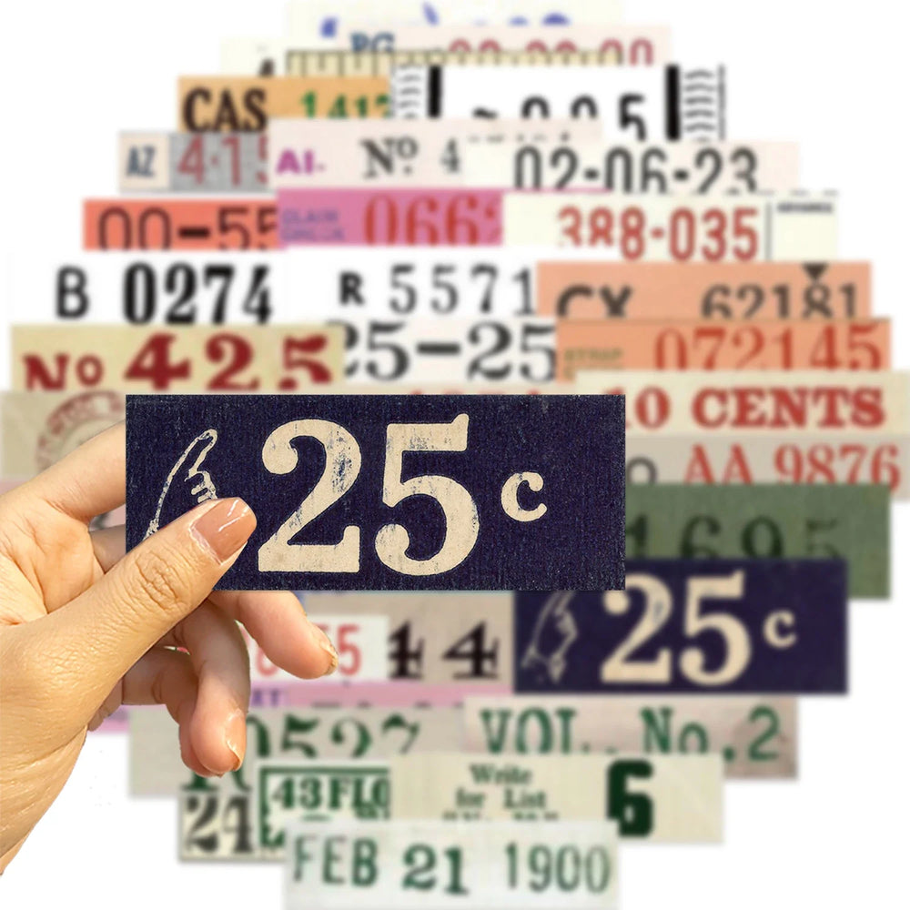 50Pcs Vintage Digital Stickers For Laptop Phone Case Skateboard Suitcase Waterproof Decals Number Sticker For Kids Gifts Toys (Online Order Only)