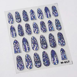 French Style Geometric Black White Square Grid Rhombus Stripe 3D Self Adhesive Nail Art Stickers Shiny Rhinestone Manicure Decal (ONLINE ORDER ONLY)