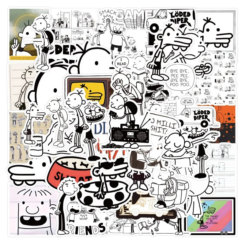 50pcs Diary of A Wimpy Kid Stickers for Luggage, Phone, Laptop, Car, Scooter, Refrigerator (ONLINE ORDER ONLY)