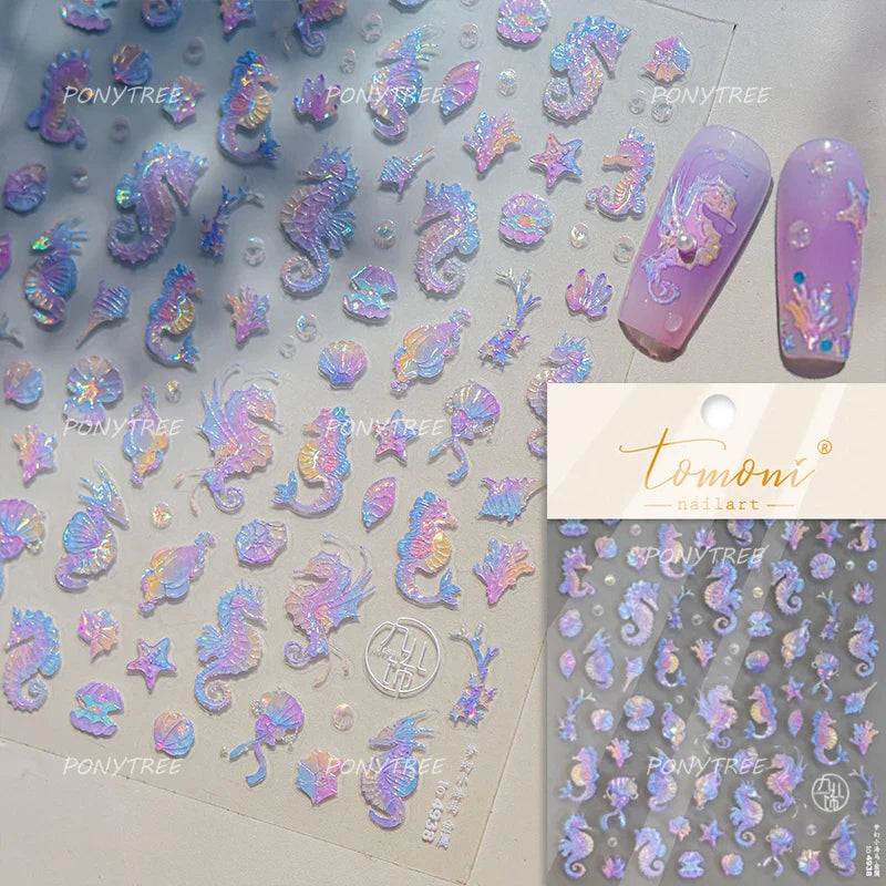 Deep Sea Animal Fish Shoal of Fish Whale Coral Dolphin Summer Beach Cute Jellyfish Bubble Bathyal Fauna Nail Art Stickers Decals (ONLINE ORDER ONLY)