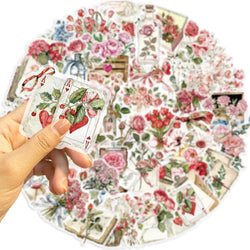 50pcs Flowers and Letters Cartoon Graffiti Stickers DIY Phone Guitar Laptop Notebook Suitcase PET Waterproof Sticker Kids Toy﻿ (Online Order Only)
