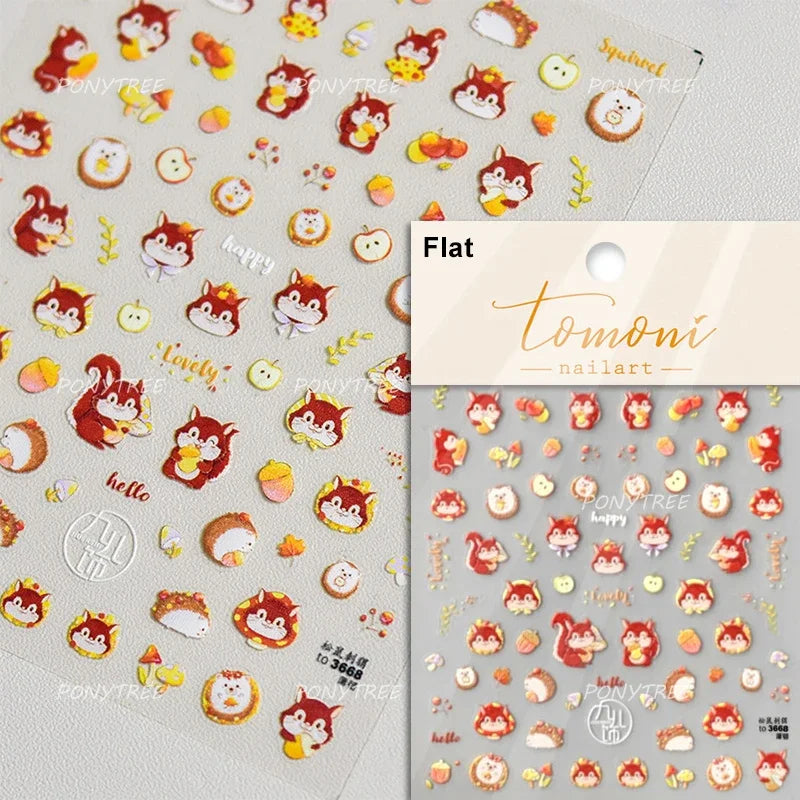 Cute Colored Mushrooms Water Bubbles Umbrella-shaped Plant Various Shapes Fungi Lovely Adhesive Nail Art Stickers Manicure Decal (ONLINE ORDER ONLY)