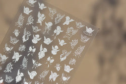 White Pink Baby Child Angel Wing Heart Bowknot Leaves Key Star Cupid's Arrow Archery Adhesive Nail Art Stickers Manicure Decals (ONLINE ORDER ONLY)
