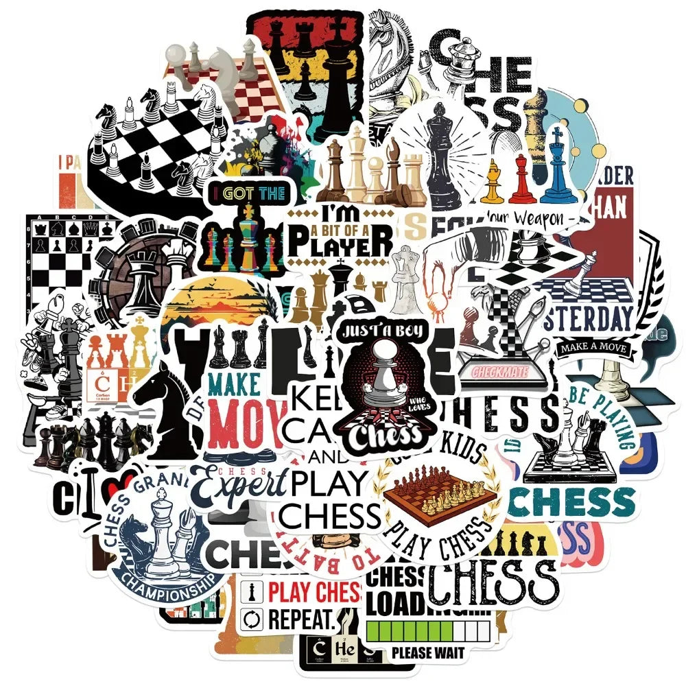 10/50pcs Chess Game Stickers Aesthetic Graffiti Decals For Laptop Luggage Skateboard Motorcycle Diary Waterproof Sticker (ONLINE ORDER ONLY)