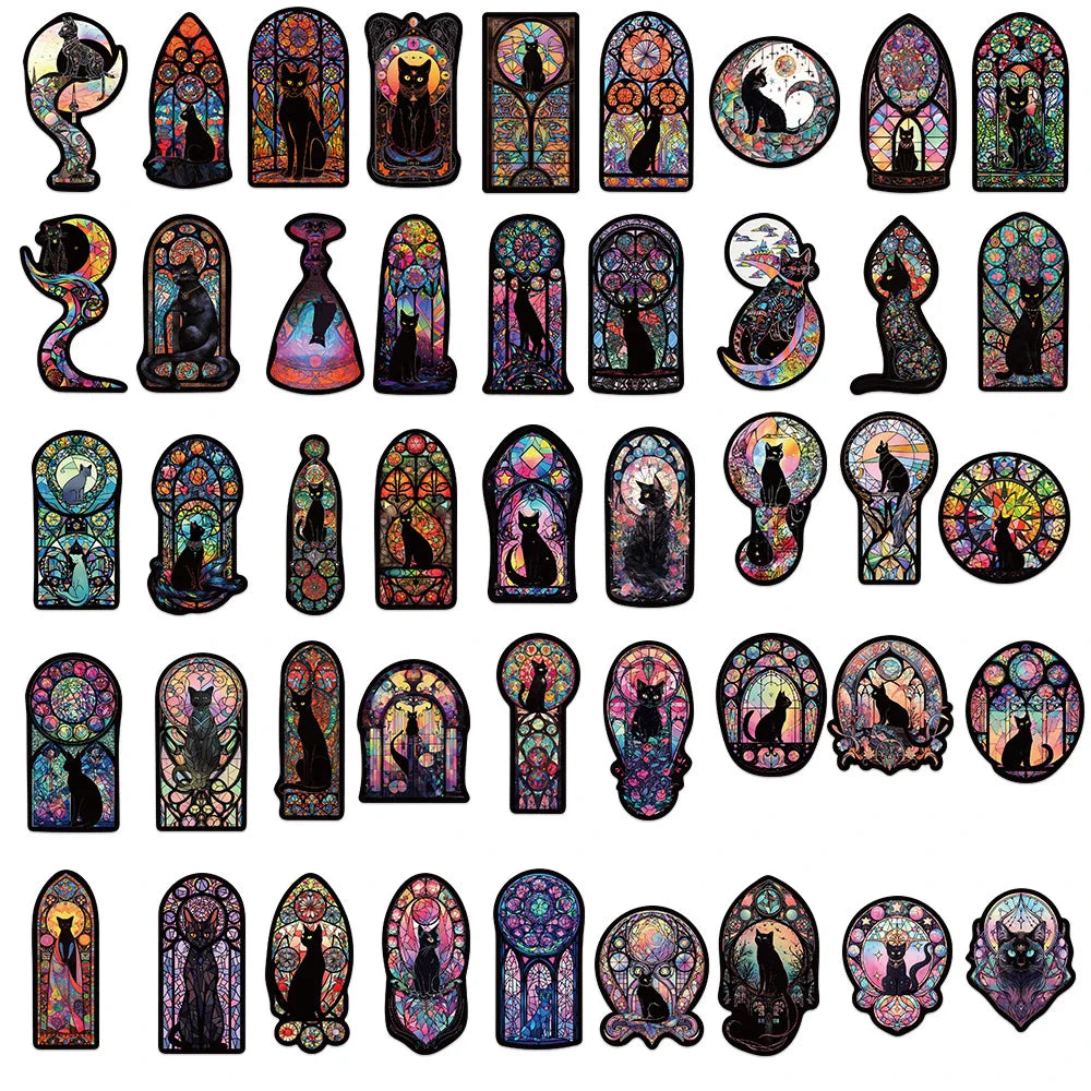 10/30/50pcs Dark Art Gothic Black Cat Waterproof Stickers Cartoon Aesthetic Decals Laptop Motorcycle Luggage Car Sticker Kid Toy (Online Order Only)
