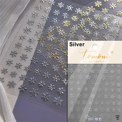 Shiny White Pink Blue Gold Snowflakes Hexagon Water Bubbles Winter 5D Self Adhesive Nail Art Stickers Rhinestone Manicure Decals (ONLINE ORDER ONLY)