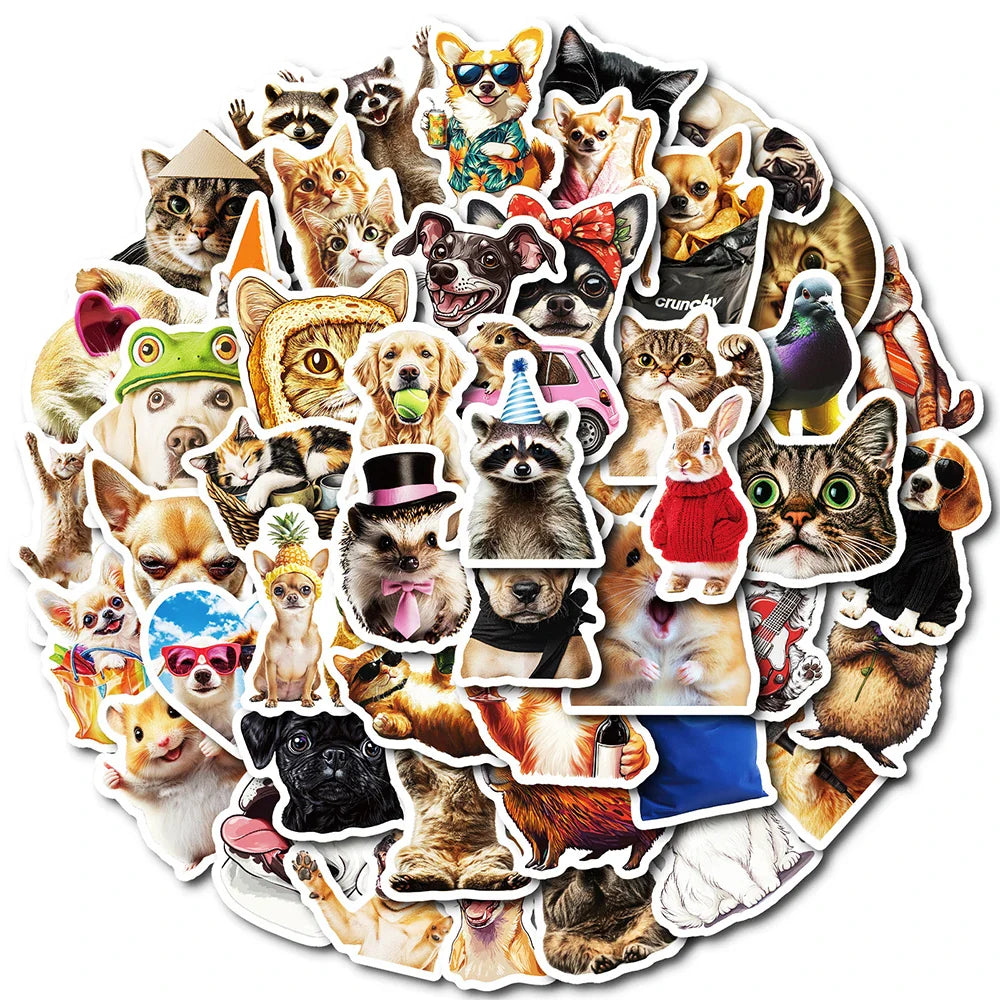 Animal Meme Stickers Pack - Dog Cat Funny Decor for Laptop, Phone, Suitcase, Fridge, Notebook (ONLINE ORDER ONLY)