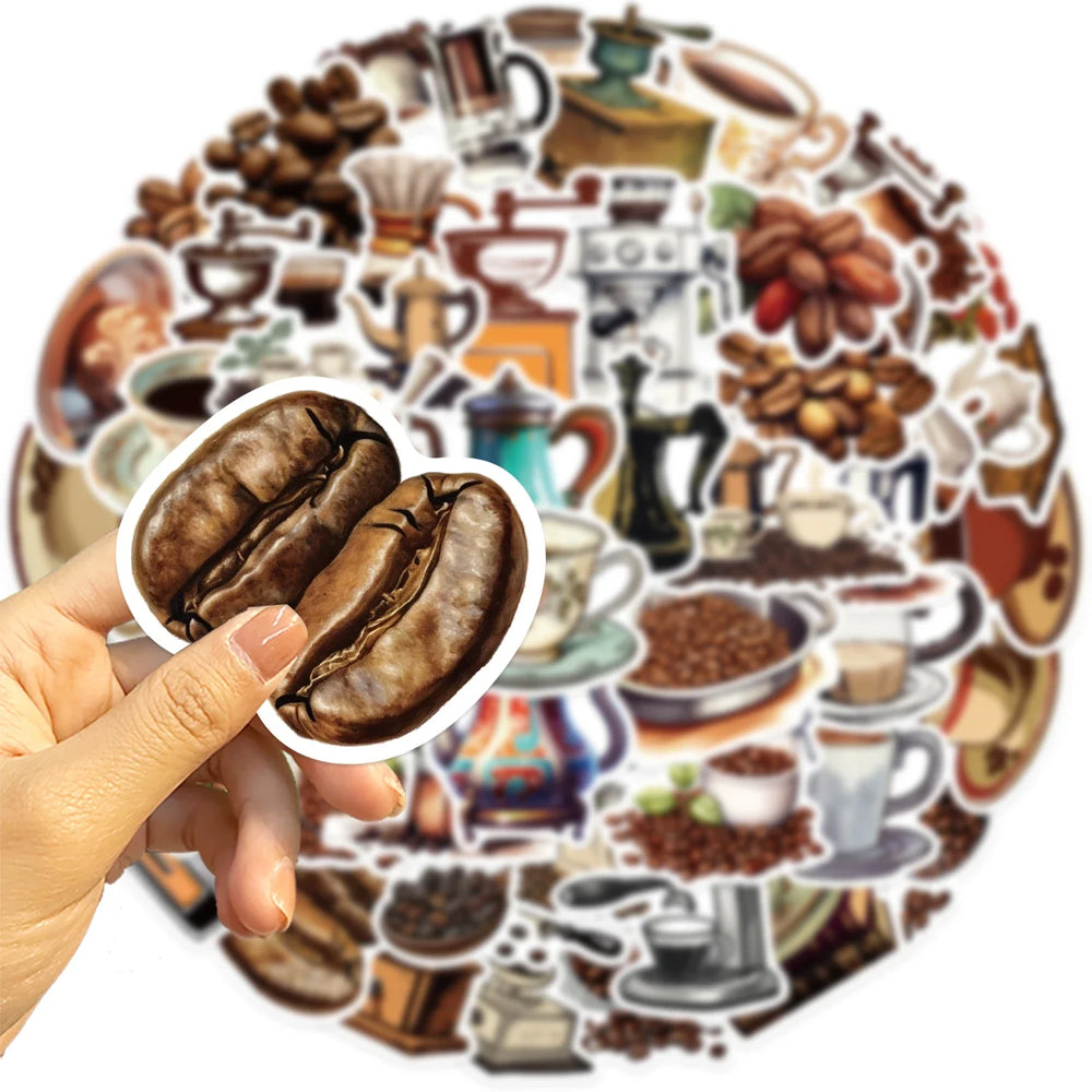 50 pcs Hot Coffee Bean Stickers Fashion Home Bedroom Decor Mural Decal Theme Door Wallpaper Sticker (ONLINE ORDER ONLY)