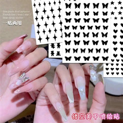 1PC Hollow Airbrush Design Nail Art Hollow Stencils Sticker Love Star Snowflake Butterfly Butterfly French Decal Slider Decors * (Online Order Only)