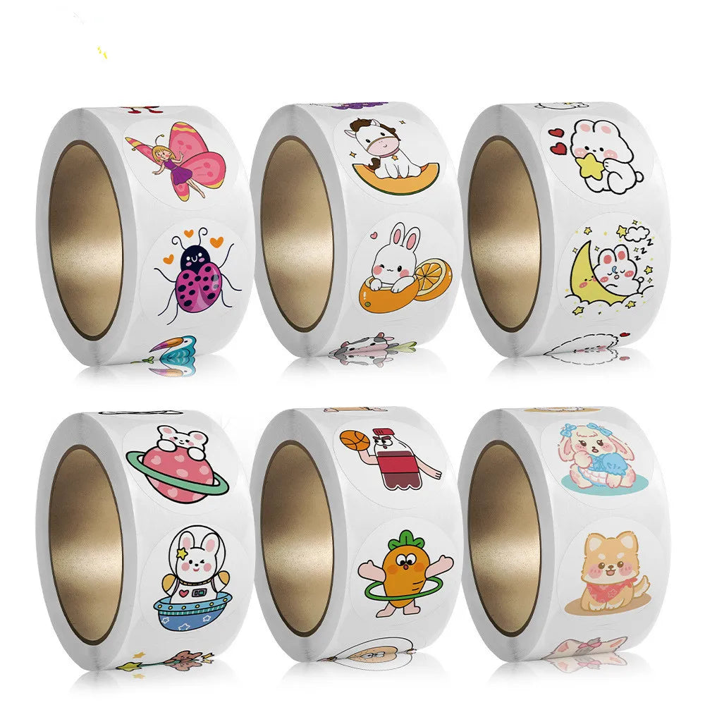 500pcs /rolls  Kids lnspirational Stickers Cute Animal Stickers Reward Stickers Kids Stickers Wholesale self-adhesive Labels (Online Order Only)