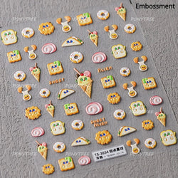 Soda Fruit Beverage Bottle Bear Watermelon Popsicle Dessert Ice Cream Cat Cherry Strawberry Bow Summer Nail Art Stickers Decals (ONLINE ORDER ONLY)