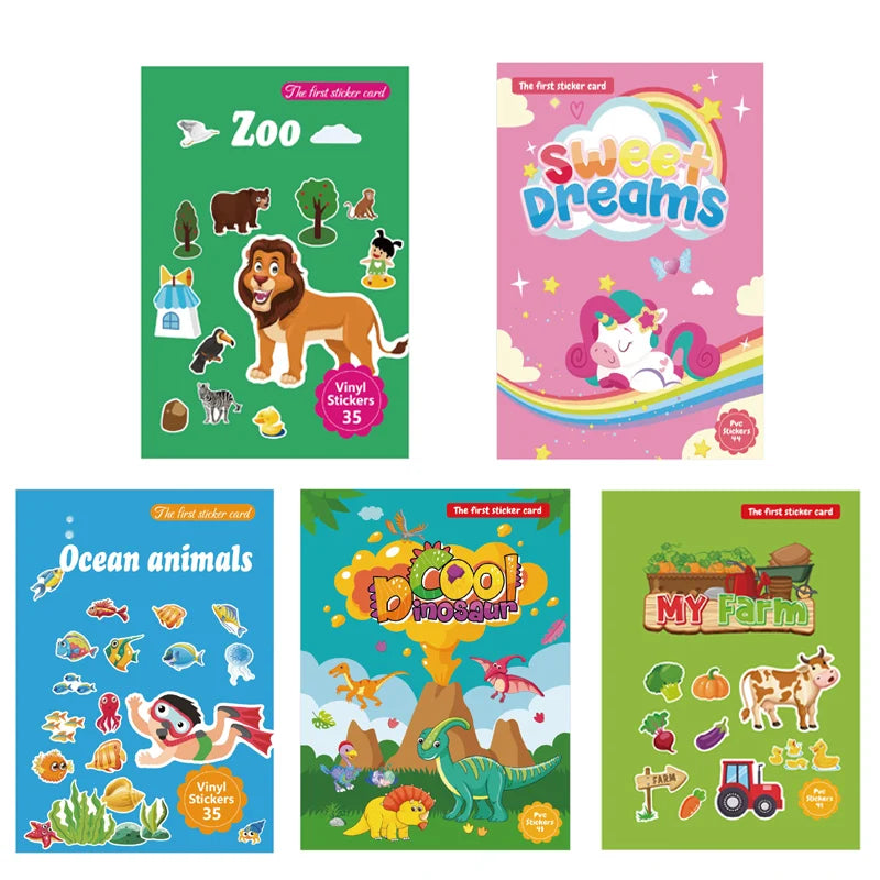 New Kids Reusable Sticker Book Multiple Scenarios Cartoon DIY Puzzle Educational Learning Classic Toys for Child Age 2-6 Gifts (Online Order Only)