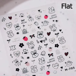 Cute Bowknot Dog Puppy Bear Strawberry Cake Fruit Juice Coffee Desserts Corgi Cherry Adhesive Nail Art Stickers Manicure Decals (ONLINE ORDER ONLY)