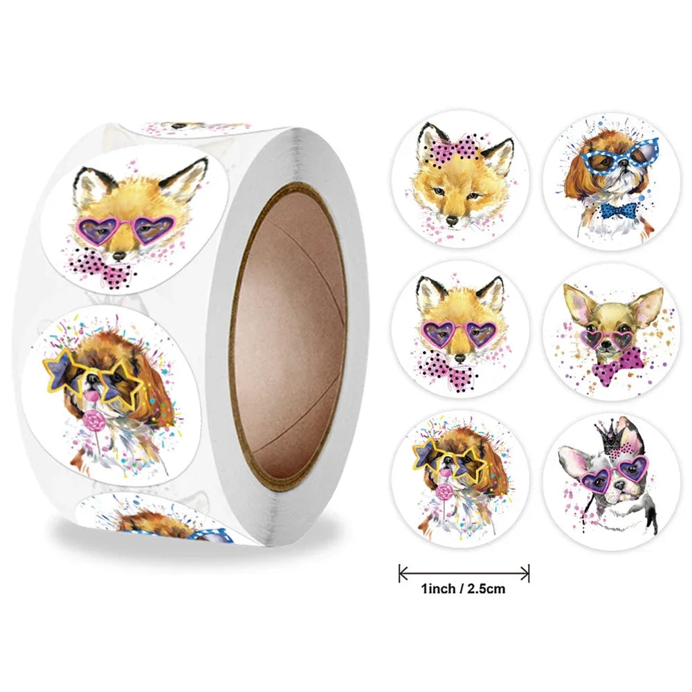 500pcs/roll Cute and Funny Cat and Dog Stickers (ONLINE ORDER ONLY)
