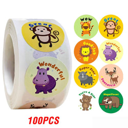 100-500pcs Cartoon Animals Sticker for Children 8 Designs Cute Thank You Scrapbooking Stationery Sealing Labels Rewards Stickers (ONLINE ORDER ONLY)
