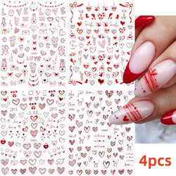 5/8Pcs 3D Hawaiian Flowers Nail Art Stickers Summer Decors with Tropical Leaves Slider Vibrant Pink & White Flowers for Parties* (ONLINE ORDER ONLY)
