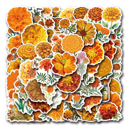 10/30/55PCS Marigold Stickers Plant Cartoon Graffiti DIY Decoration Scrapbook Fridge Luggage Laptop Phone Guitar Bike Decals Toy (Online Order Only)