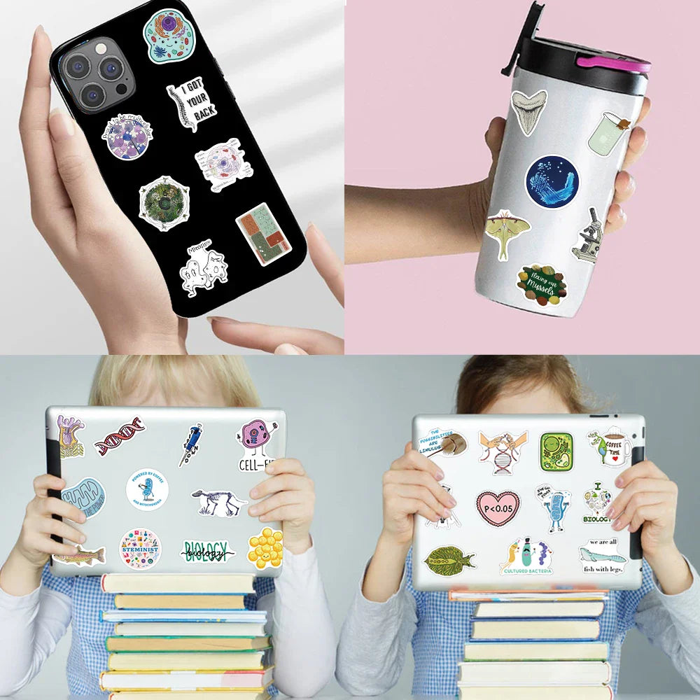 50/100pcs Biology Stickers Funny Aesthetic Decals Vinyl Waterproof Laptop Luggage Fridge Stationery Scrapbook Phone Sticker (ONLINE ORDER ONLY)