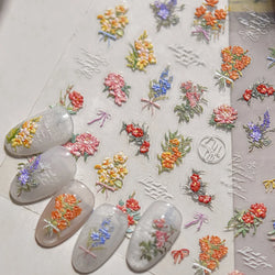 Dried Flower Butterfly Wildflowers Daisy Lily Moth Orchid Garden Self Adhesive Nail Art Stickers Chic Manicure Decals Wholesale (ONLINE ORDER ONLY)