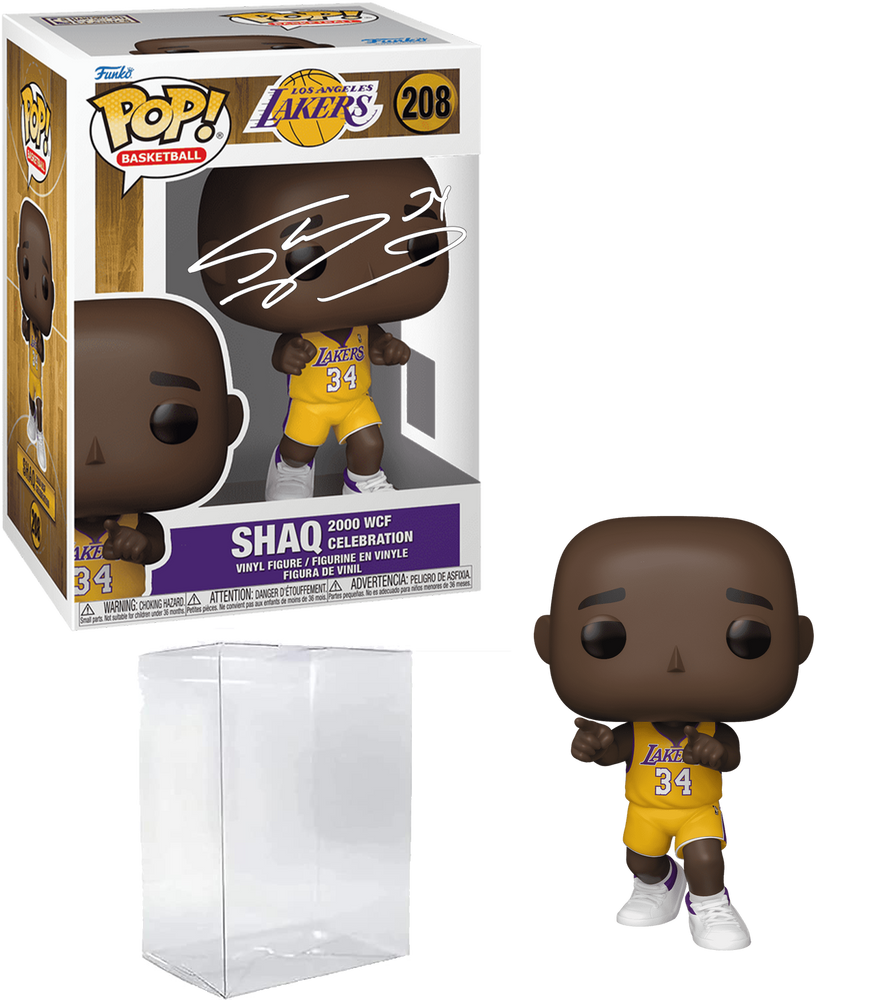Shaquille O'Neal Shaq #208 2000 WCF Celebration Facsimile Signed Reprint Laser Autographed Funko POP! Basketball NBA: Los Angeles Lakers Figurine with Protector Case (ONLINE ORDER ONLY)