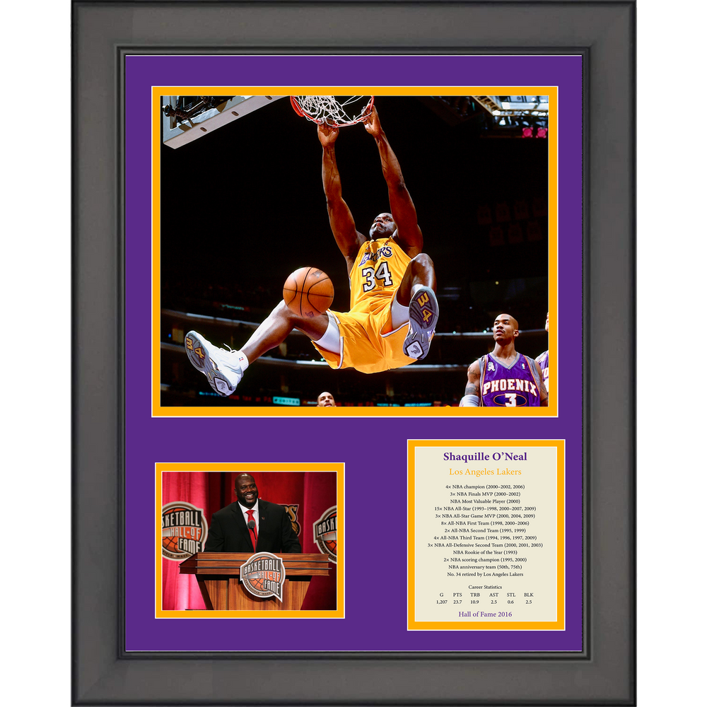 Framed Shaq Shaquille O'Neal Hall of Fame Lakers Basketball 11"x14"Three Photo Collage (ONLINE ORDER ONLY)