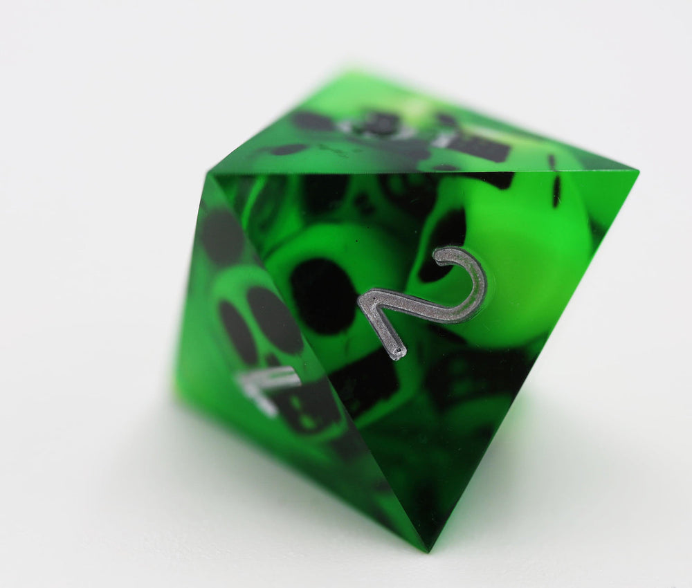 Sharp Edge Resin RPG Dice Set - Green Skulls (ONLINE ORDER ONLY)