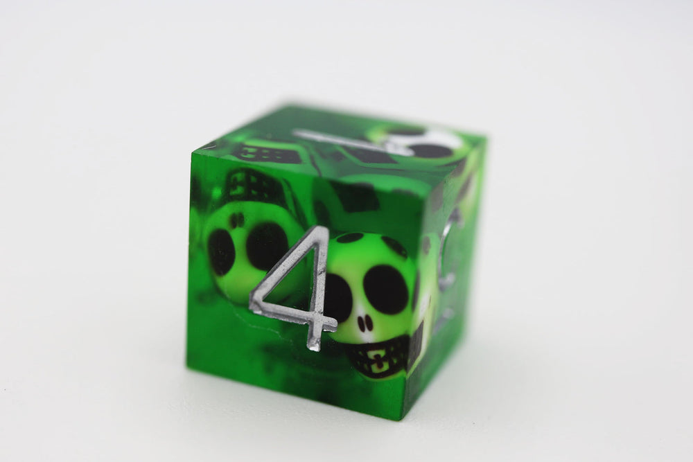 Sharp Edge Resin RPG Dice Set - Green Skulls (ONLINE ORDER ONLY)