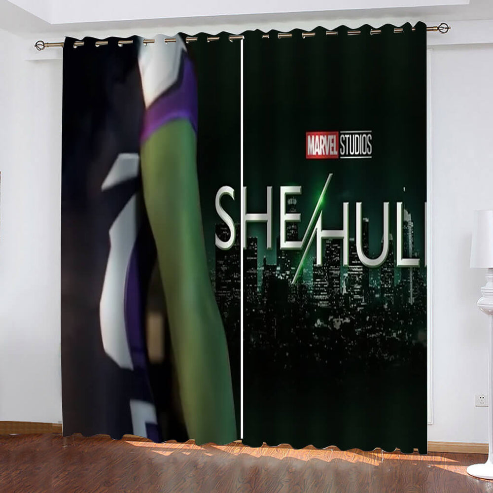 She Hulk Curtains Blackout Cosplay Window Drapes for Room Decoration (Online Order Only)