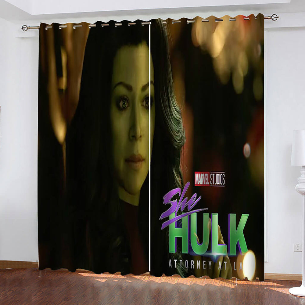 She Hulk Curtains Blackout Cosplay Window Drapes for Room Decoration (Online Order Only)