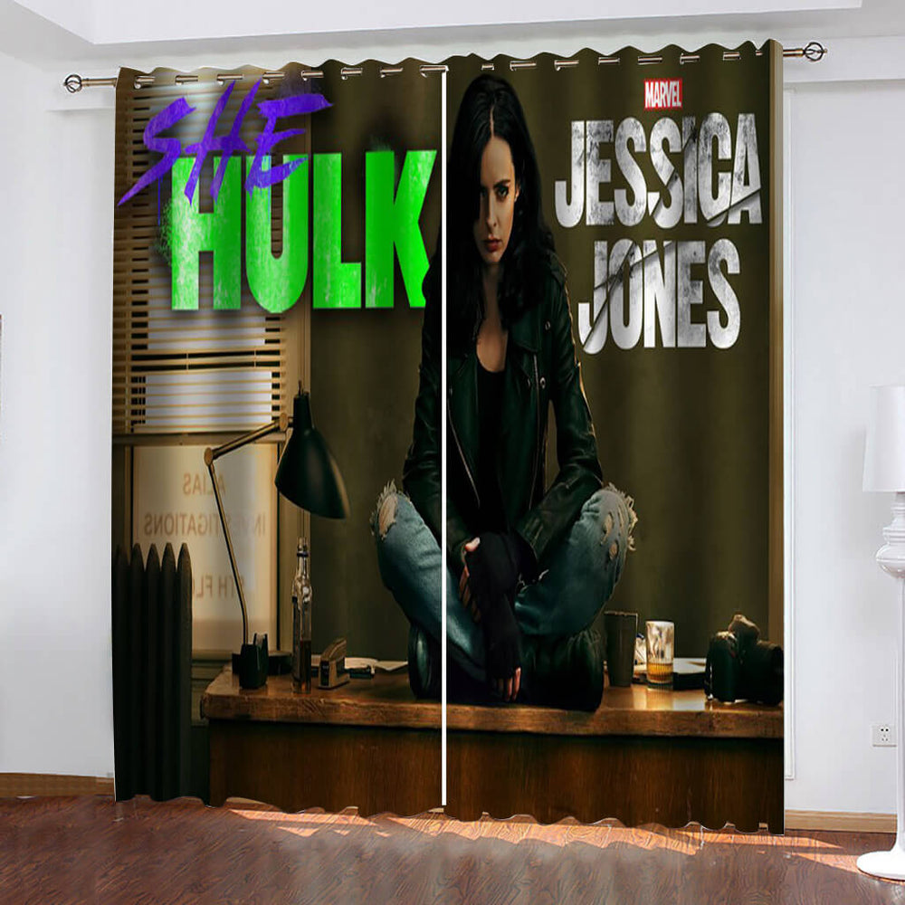 She Hulk Curtains Blackout Cosplay Window Drapes for Room Decoration (Online Order Only)