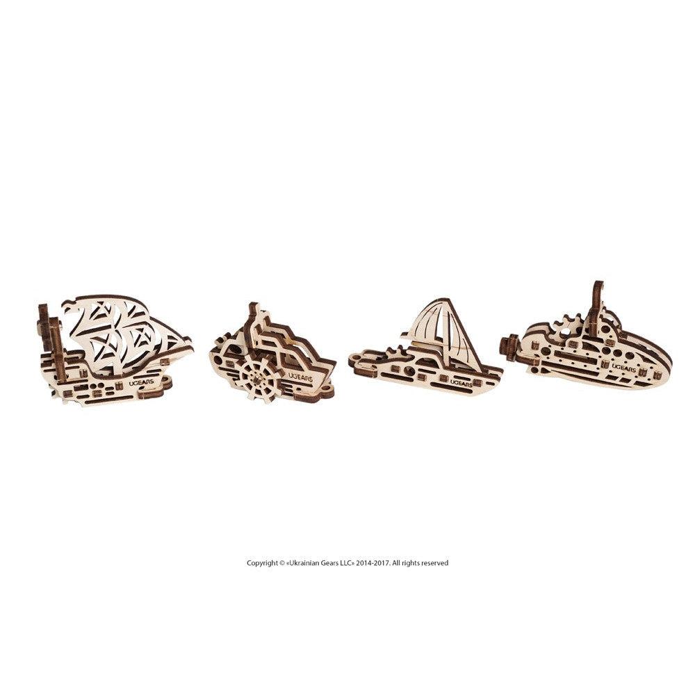 Ship Fidgets Set of 4 3D Wood Model Kit UGEARS (ONLINE ORDER ONLY)