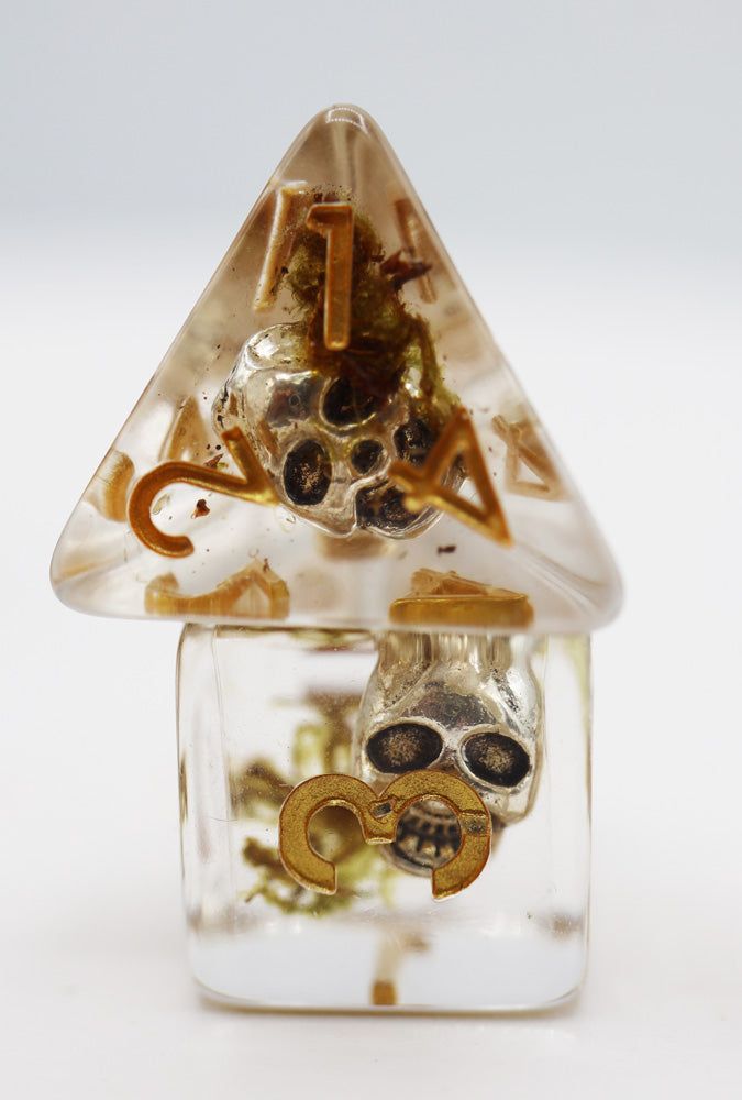 Silver Pirate Skull RPG Dice Set (ONLINE ORDER ONLY)