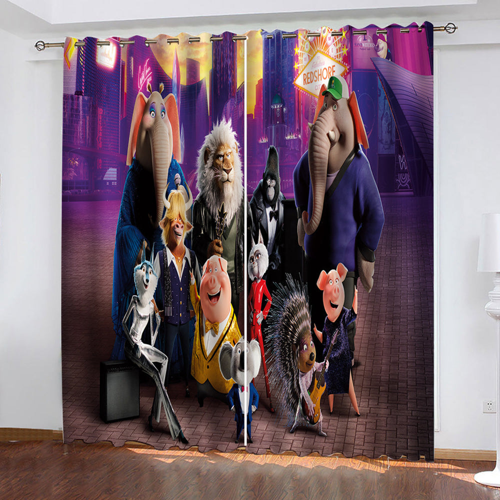 Sing 2 Curtains Pattern Blackout Window Drapes (Online Order Only)