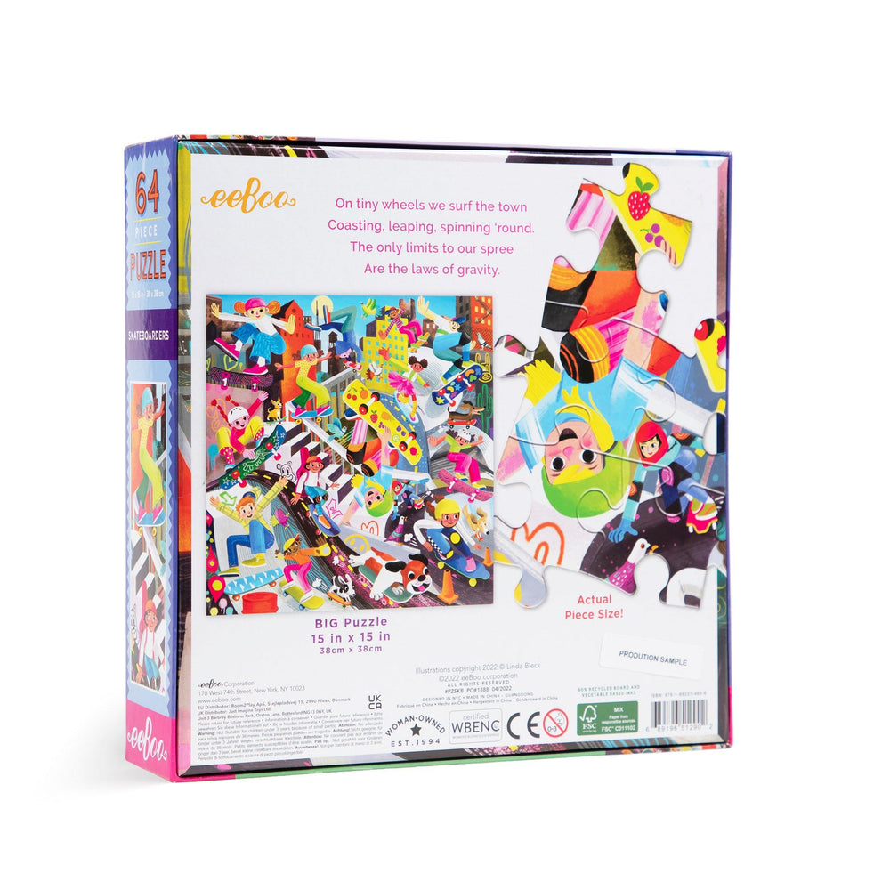 Skateboarders 64 Piece Jigsaw Puzzle eeBoo (ONLINE ORDER ONLY)