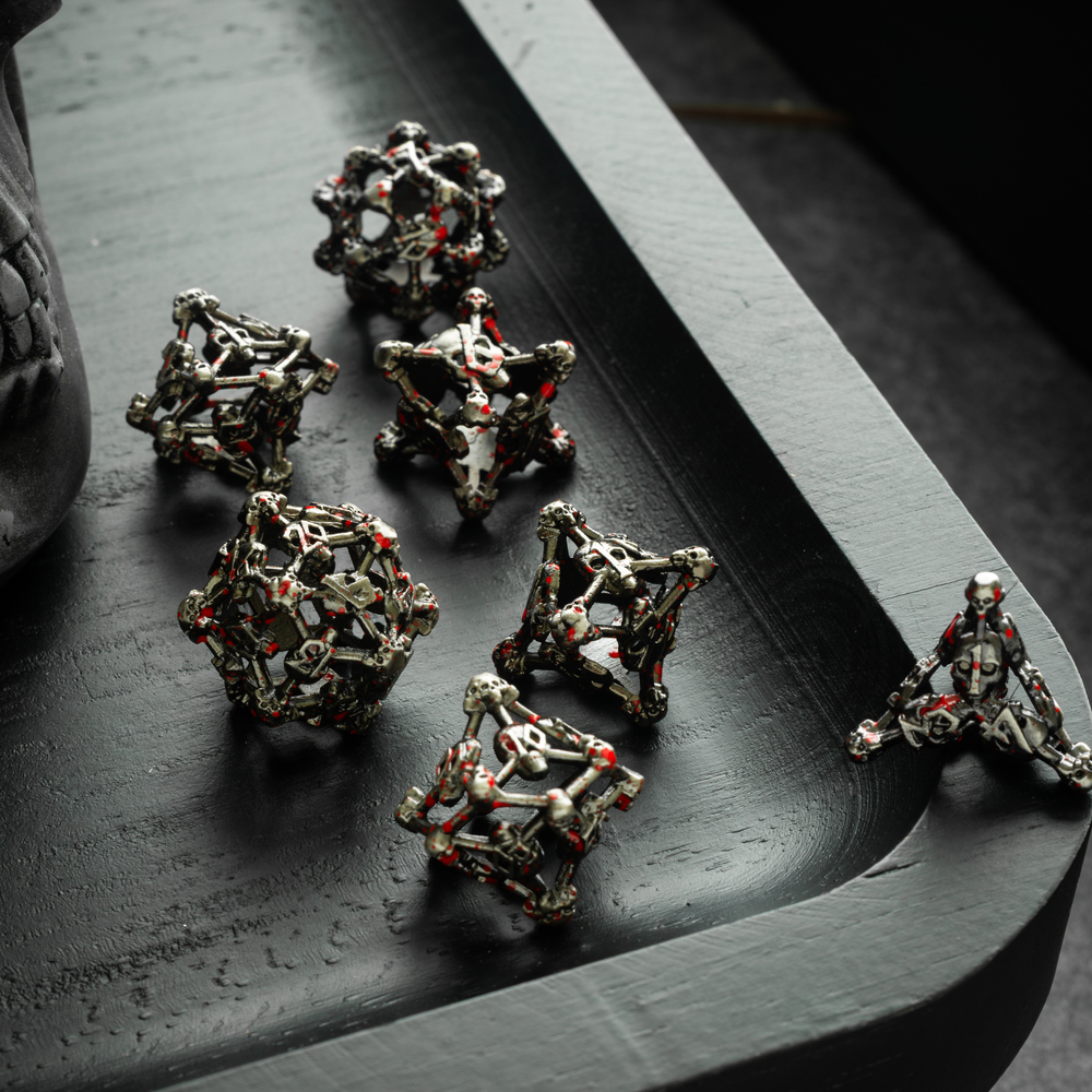 Skullforge Silver Hollow Metal DND Dice Set (ONLINE ORDER ONLY)