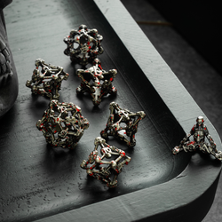 Skullforge Silver Hollow Metal DND Dice Set (ONLINE ORDER ONLY)