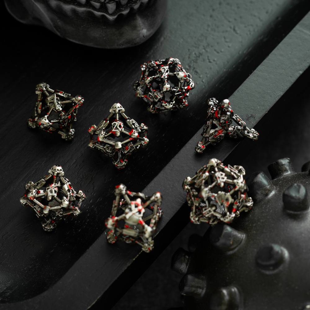 Skullforge Silver Hollow Metal DND Dice Set (ONLINE ORDER ONLY)