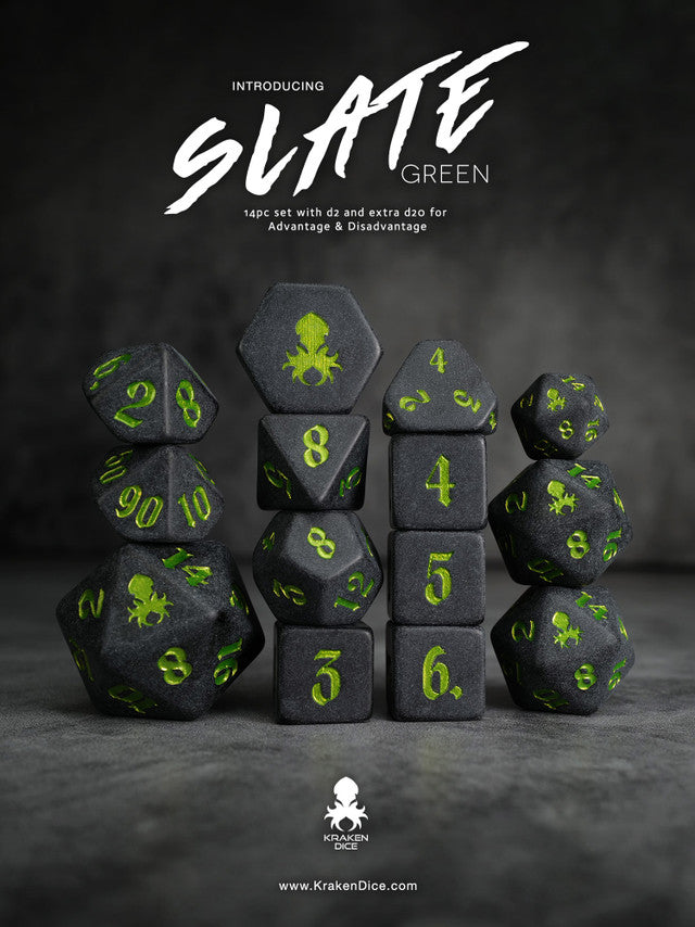 Kraken Slate 14 pc Slate TTRPG Dice Set (ONLINE ORDER ONLY)