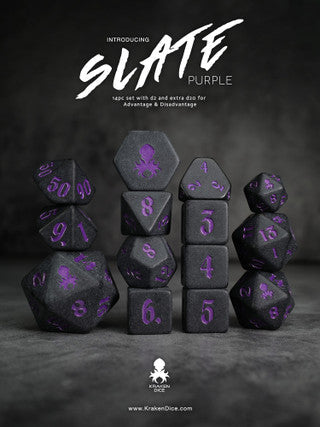Kraken Slate 14 pc Slate TTRPG Dice Set (ONLINE ORDER ONLY)