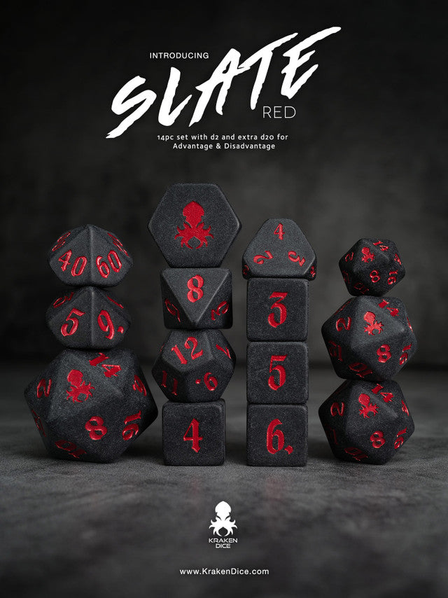 Kraken Slate 14 pc Slate TTRPG Dice Set (ONLINE ORDER ONLY)