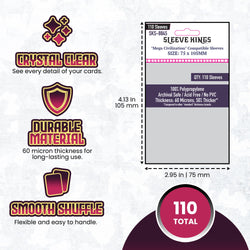 "Mega Civilization" Compatible Sleeves (75x105mm)  110 pack, 60 Micron, SKS-8845
