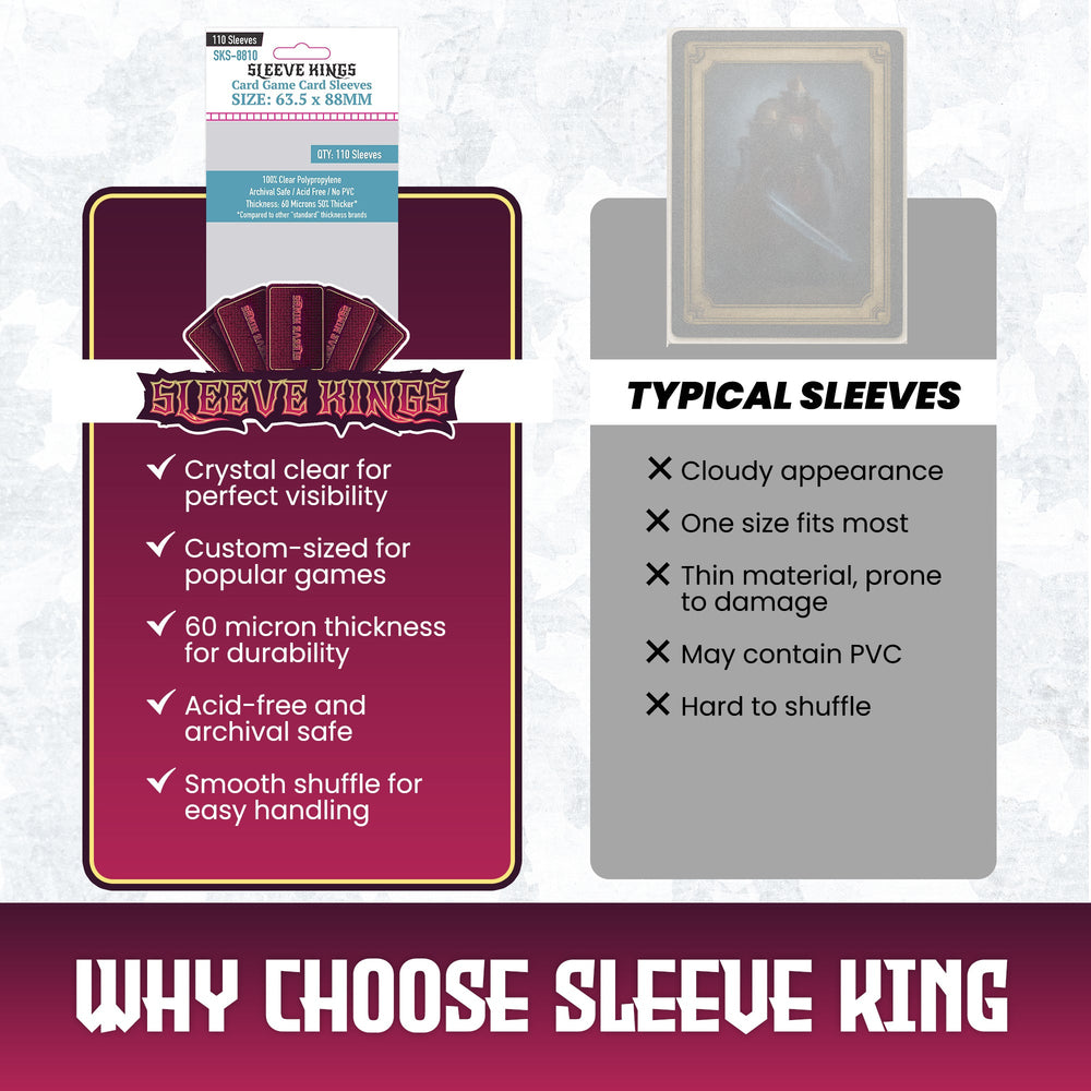 Standard Card Game Card Sleeves (63.5x88mm) 110 Pack, 60 Micron, SKS-8810
