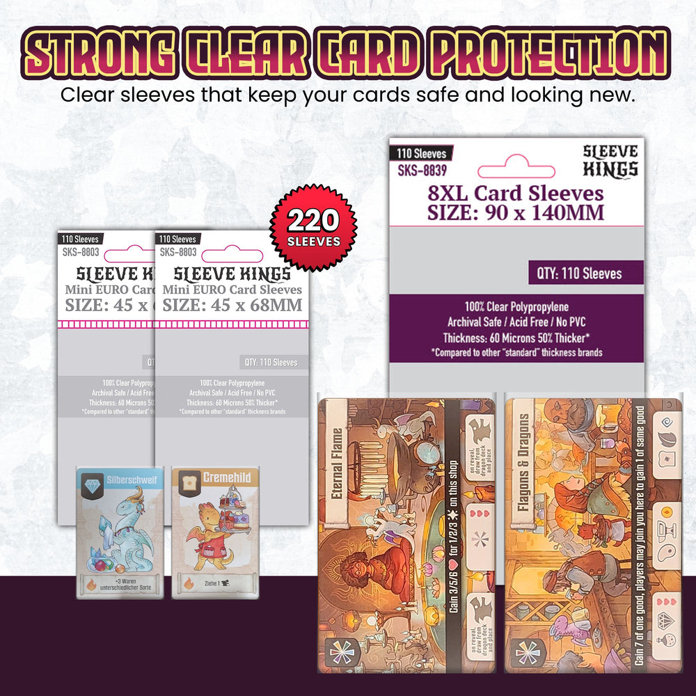 "Flamecraft" Board Game Compatible Card Sleeve Bundle (8803 X 2 + 8839 X 1)