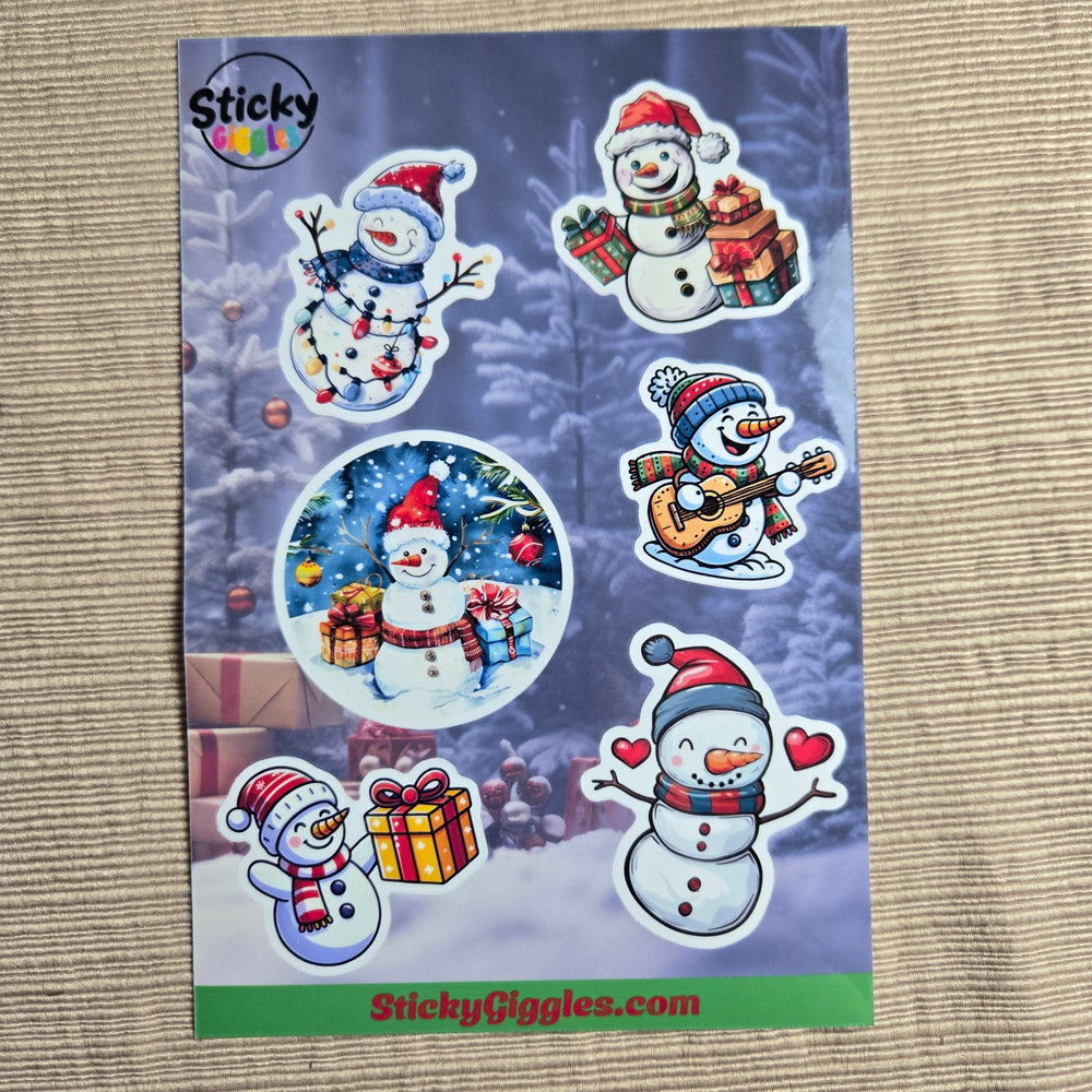 Snowman Christmas Sticker Sheet 6 Stickers (ONLINE ORDER ONLY)