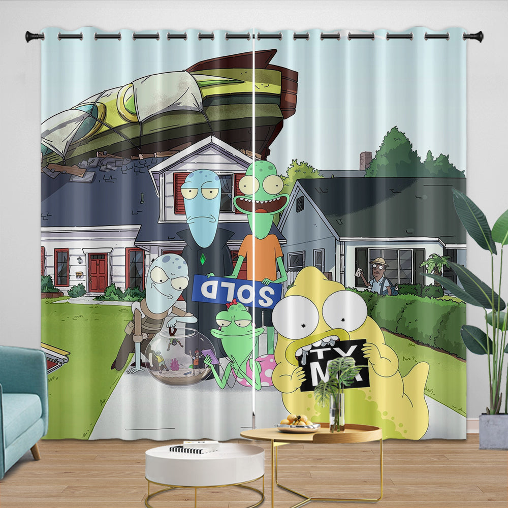 Solar Opposites Curtains Pattern Blackout Window Drapes Room Decoration (ONLINE ORDER ONLY)