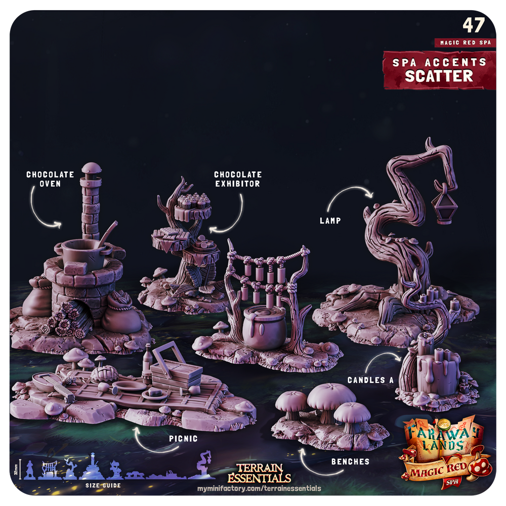 3D Printed Cast n Play Red Magic Spa Set 28mm 32mm D&D (Online Only)