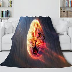 Space Cat Astronaut Cat In Space Flannel Fleece Blanket Wrap Blanket (Online Order Only)