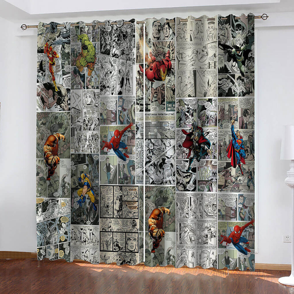 Marvel Comics Superhero Curtains Blackout Window Drapes Room Decoration (Online Order Only)